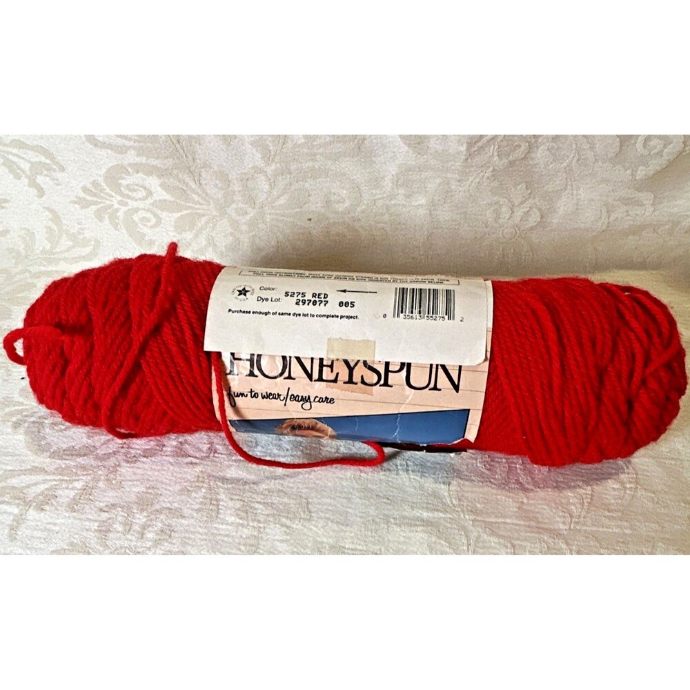 Vintage Caron Honeyspun Worsted Yarn 4 Medium Red Skein Orlon Dacron MPN 5275